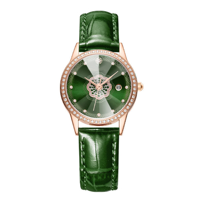 Movimiento Diamond Encrusted Watch de las señoras Diamond Studded Watches Leather Quartz