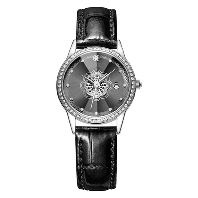 Movimiento Diamond Encrusted Watch de las señoras Diamond Studded Watches Leather Quartz