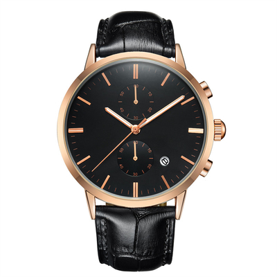 Reloj negro de los deportes de Digitaces del cronógrafo del calendario del reloj del movimiento casual para hombre del cuarzo PE90