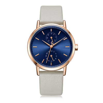 Reloj de cuero casual para mujer Pin Buckle Tempered Glass Waterproof del pequeño dial