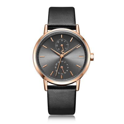 Reloj de cuero casual para mujer Pin Buckle Tempered Glass Waterproof del pequeño dial