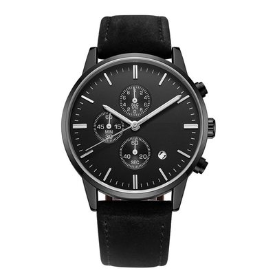 Reloj multifuncional del calendario perpetuo de la fecha de día de la correa de cuero del reloj del deporte de Chronos de los hombres