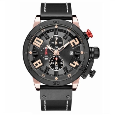 Reloj versátil para hombre del deporte de Pin Buckle Alloy Case Chronos de los relojes de la correa de cuero