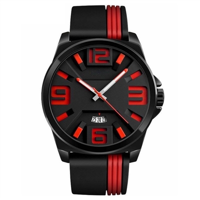 Correa para hombre del silicón de la aleación del cinc del movimiento del cuarzo de los relojes del dial grande casual