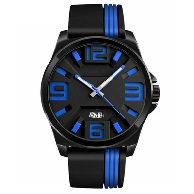 Correa para hombre del silicón de la aleación del cinc del movimiento del cuarzo de los relojes del dial grande casual