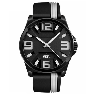 Correa para hombre del silicón de la aleación del cinc del movimiento del cuarzo de los relojes del dial grande casual