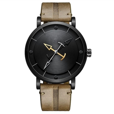 El reloj de cuero casual para hombre 30 de la caja de la aleación mide el espejo de cristal mineral de la resistencia de agua