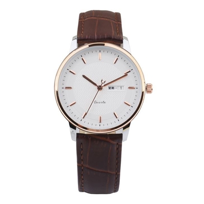 30 metros impermeabilizan la caja de acero inoxidable de cuero para hombre del reloj 210m m del vestido de la correa
