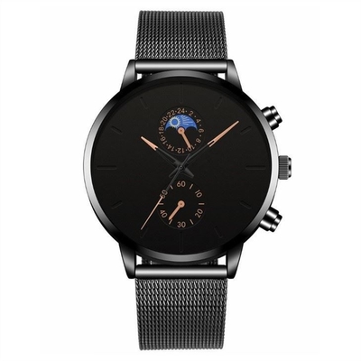 Mesh Watches casual de Mesh Bracelet Watch los 30m de la vida de los hombres de acero inoxidables de la prenda impermeable