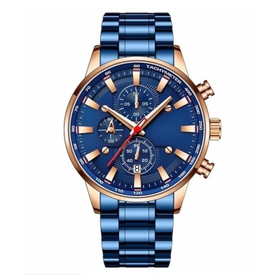 Los hombres de banda de acero impermeables multifuncionales de los relojes 30m de S de Sapphire Glass Mirror Men los ' miran