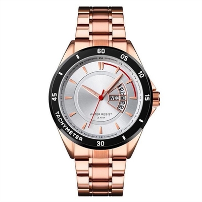 Lujo de acero inoxidable de los hombres de la pulsera del reloj 220m m del cuarzo del calendario