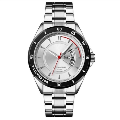 Lujo de acero inoxidable de los hombres de la pulsera del reloj 220m m del cuarzo del calendario
