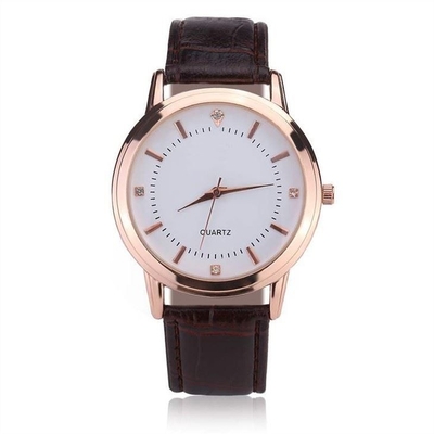 Cuero de la aleación de Diamond Bracelet Couple Quartz Watch para la hebilla de la aguja de las señoras
