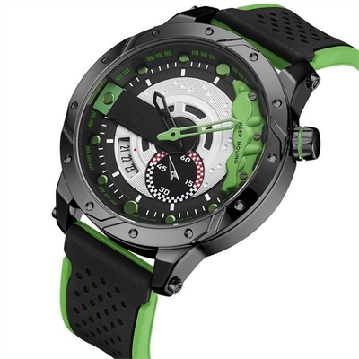 Reloj de pulsera de cuarzo de aleación digital de silicona Led Sports Calendario de fecha triple Casual