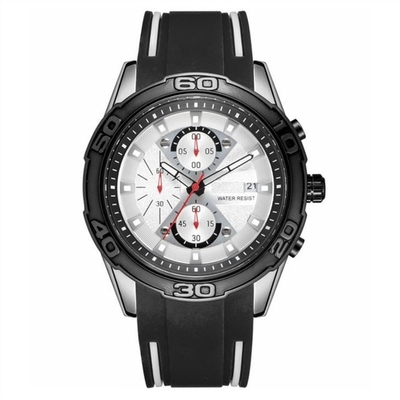 Relojes para hombre con banda de goma de cuarzo de aleación de silicona digital con cronógrafo de correa