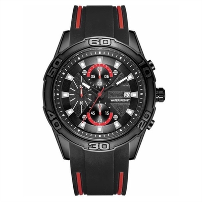 Relojes para hombre con banda de goma de cuarzo de aleación de silicona digital con cronógrafo de correa