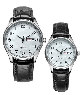 Correa de cuero análoga del reloj del cuarzo de los hombres impermeables de la cubierta inferior juntar el reloj del cuarzo