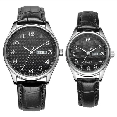 Correa de cuero análoga del reloj del cuarzo de los hombres impermeables de la cubierta inferior juntar el reloj del cuarzo