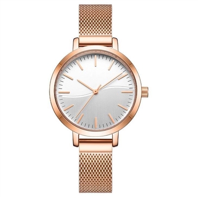 Prenda impermeable de acero inoxidable del reloj 3ATM de la hebilla de las señoras del cuarzo de acero de acero sólido del reloj
