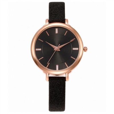 El reloj de las mujeres de cuero de la corona elegante del tornillo del reloj del cuarzo de las mujeres de la caja de la aleación