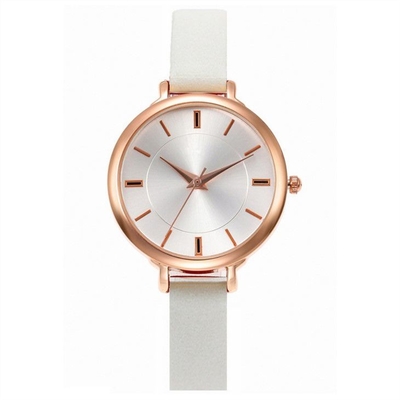 El reloj de las mujeres de cuero de la corona elegante del tornillo del reloj del cuarzo de las mujeres de la caja de la aleación