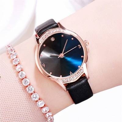 La correa de lujo de la PU de Diamond Watches de las mujeres de Laipute endureció Diamond Bezel Watch de cristal