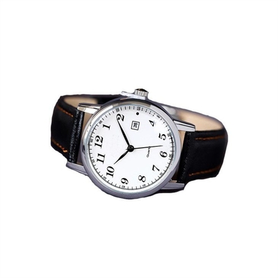 Señoras de la cara de la banda del cuero del reloj de las mujeres de la caja de la aleación las pequeñas miran la correa de cuero de Brown