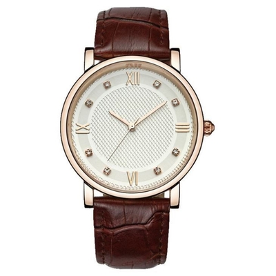 Movimiento de cuero Diamond Watch del cuarzo del reloj de la banda de la obra clásica de la prenda impermeable de la vida