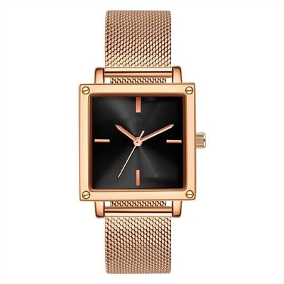 Dial de cuero/de Mesh Strap Women Quartz Wrist del reloj los 30M Life Waterproof Square no de la escala