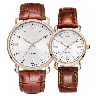 Reloj de cuero de los pares de Rohs para la correa de bambú de la raya del movimiento del cuarzo de los amantes