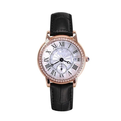 Espejo mineral fortalecido longitud del reloj de Digitaces de las mujeres de la correa de cuero 210m m