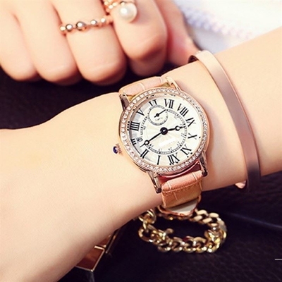 Espejo mineral fortalecido longitud del reloj de Digitaces de las mujeres de la correa de cuero 210m m