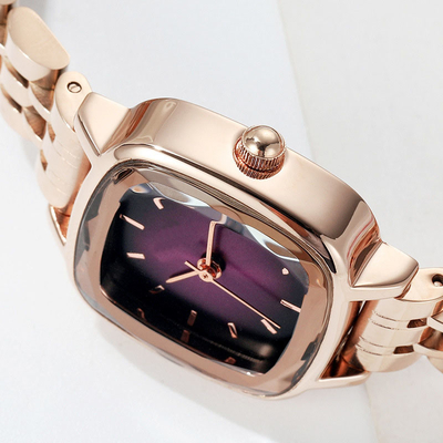 Prenda impermeable de acero inoxidable de lujo del reloj del cuarzo de la moda para las mujeres