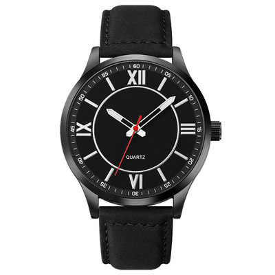 Reloj de cuero del cuarzo del negro de encargo del negocio de la moda para la prenda impermeable de los hombres