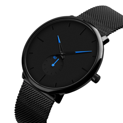 Moda simple del reloj del cuarzo del negocio del reloj de los hombres de acero inoxidables de la prenda impermeable