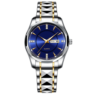 Los relojes del calendario de tungsteno del cuarzo del reloj de los hombres de acero de la prenda impermeable