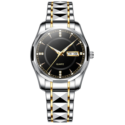 Los relojes del calendario de tungsteno del cuarzo del reloj de los hombres de acero de la prenda impermeable