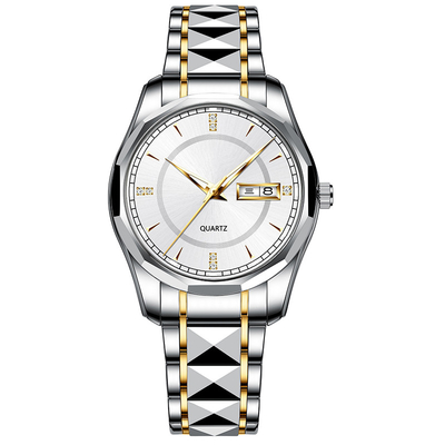 Los relojes del calendario de tungsteno del cuarzo del reloj de los hombres de acero de la prenda impermeable