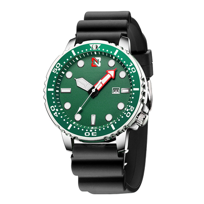 Reloj casual de la moda del fantasma del agua del verde del reloj del cuarzo de los hombres de los deportes