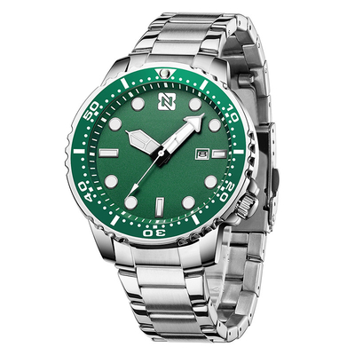 Reloj casual de la moda del fantasma del agua del verde del reloj del cuarzo de los hombres de los deportes