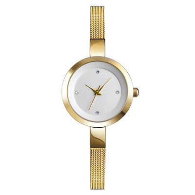 Reloj de pulsera de acero inoxidable resistente al agua para mujer, ventana de esfera de vidrio reforzado con minerales
