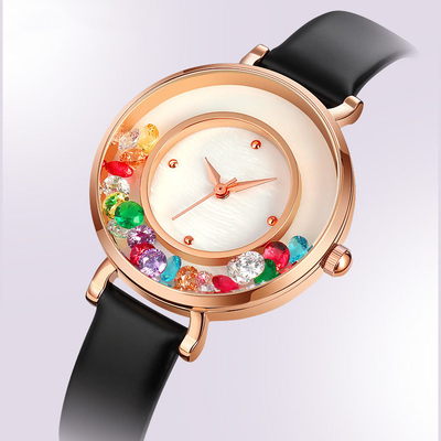 Reloj de cuarzo de aleación de reloj de gema elegante y a la moda para mujer