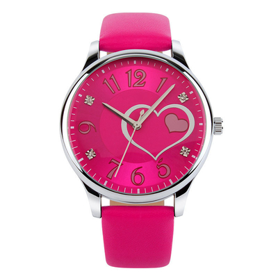 Reloj de cuarzo para niñas en forma de corazón a la moda, resistente al agua, cierre plegable con seguridad