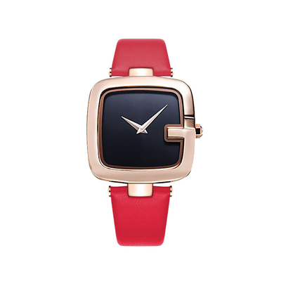 OEM de la prenda impermeable 3atm del reloj del cuarzo de las pequeñas mujeres cuadradas del reloj del corchete de la hebilla