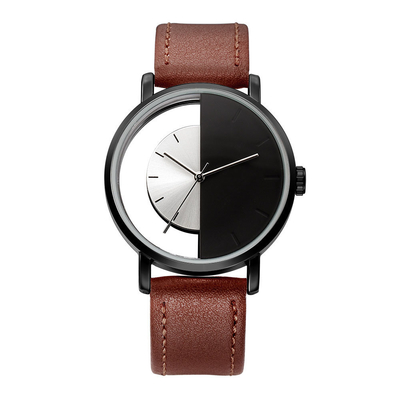 Dial semi transparente casual del reloj del cuarzo del diseño especial para los hombres
