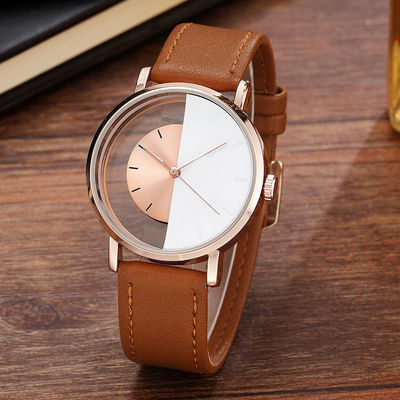 Dial semi transparente casual del reloj del cuarzo del diseño especial para los hombres