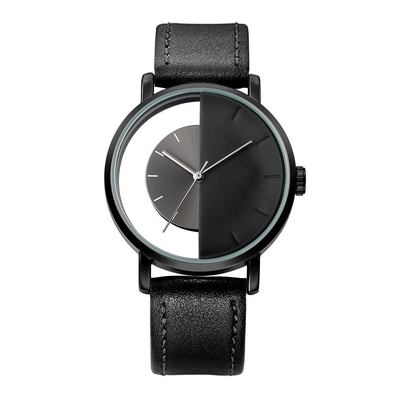 Dial semi transparente casual del reloj del cuarzo del diseño especial para los hombres