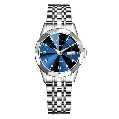 Reloj doble luminoso del calendario del reloj de las mujeres suizas de la prenda impermeable para las mujeres