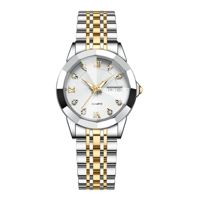 Reloj doble luminoso del calendario del reloj de las mujeres suizas de la prenda impermeable para las mujeres