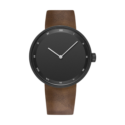Reloj de cuero de la correa del reloj ultra fino inconsútil del cuarzo para los hombres